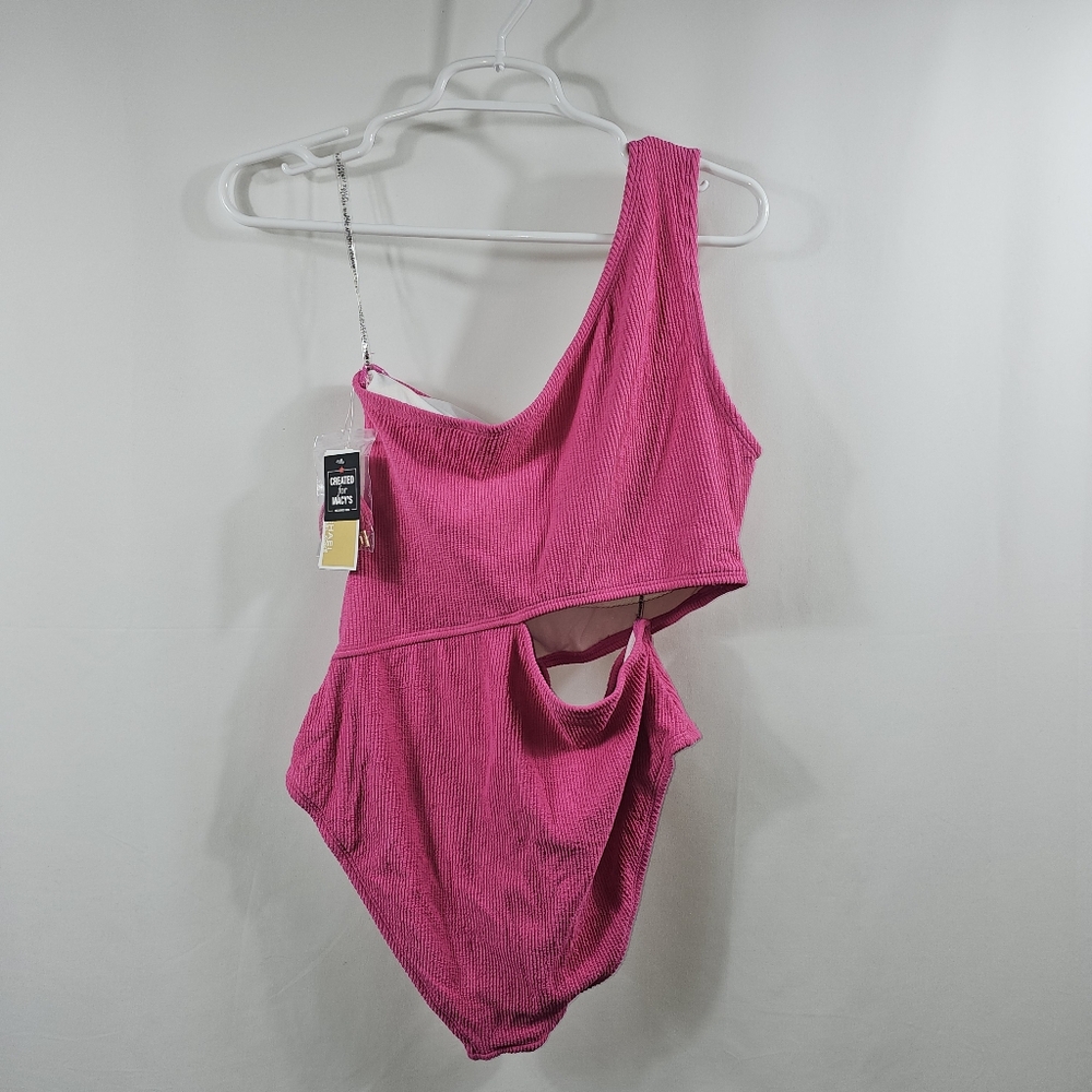 Michael Kors Cerise One Shoulder Cutout One Piece Swimsuit Pink Size 14 NWT - Picture 5 of 13